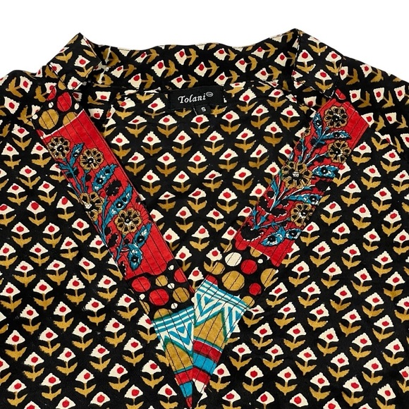 TOLANI Nisha 100% Silk Boho Tunic Top Mini Dress Women's Size S - Picture 10 of 16